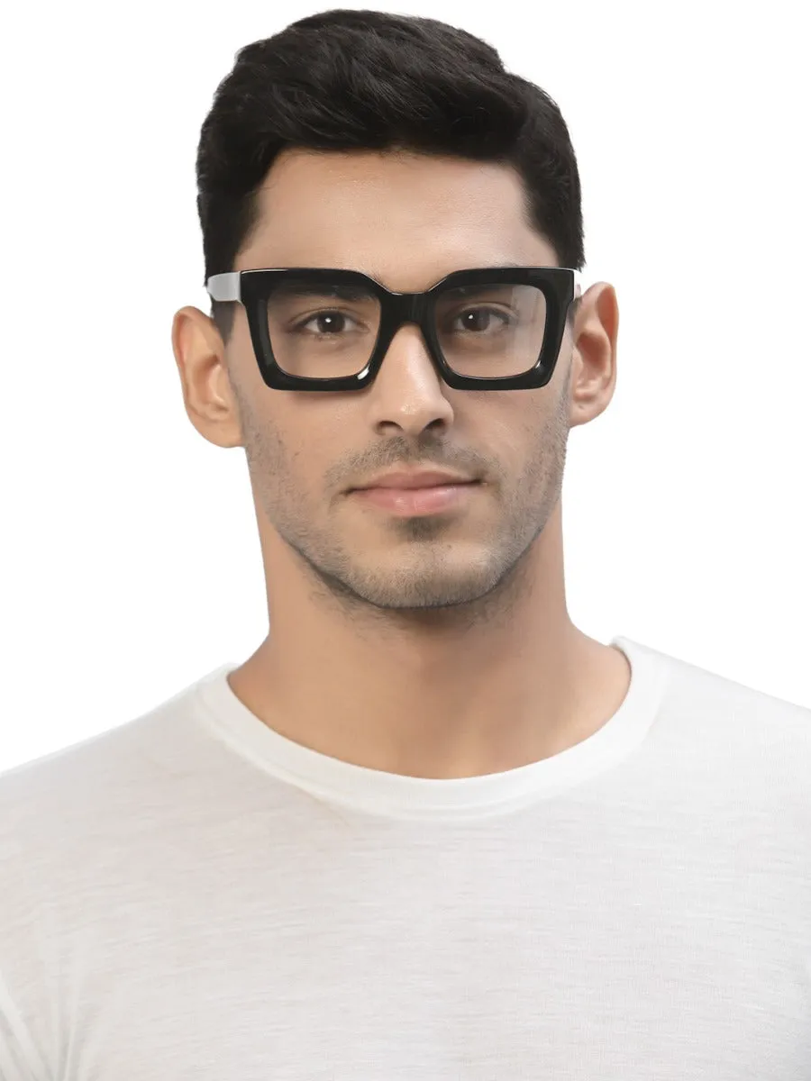 Thick Black Square Full Rim Acetate Frame for Men & Women