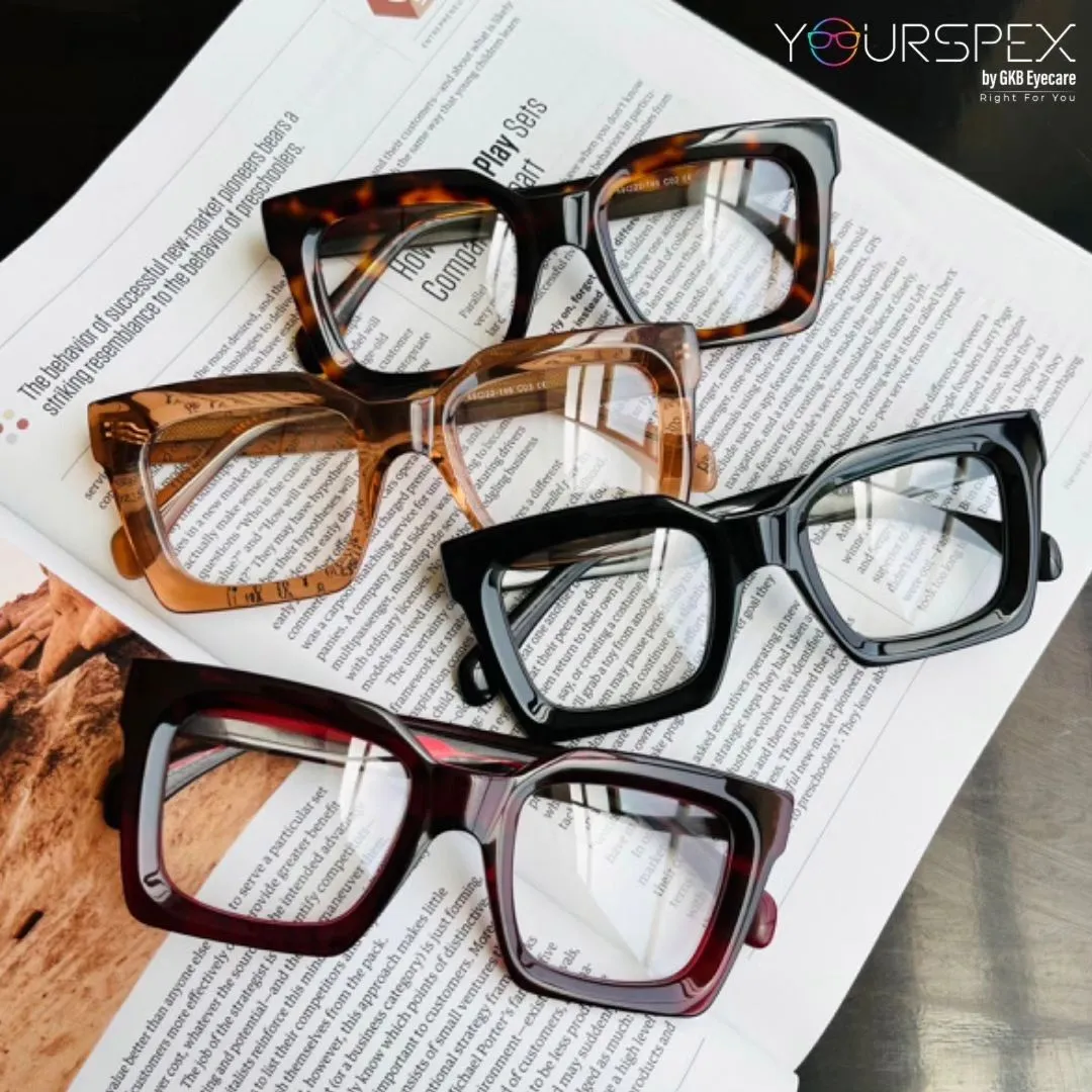 Thick Black Square Full Rim Acetate Frame for Men & Women