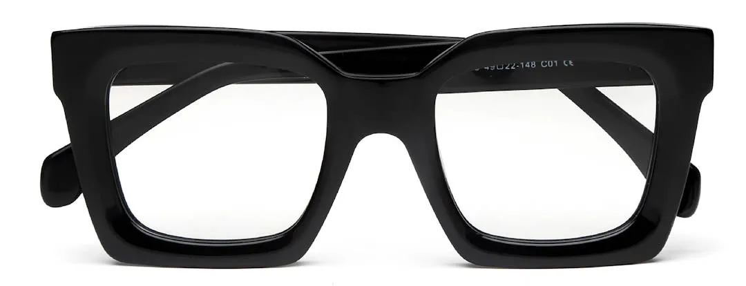 Thick Black Square Full Rim Acetate Frame for Men & Women