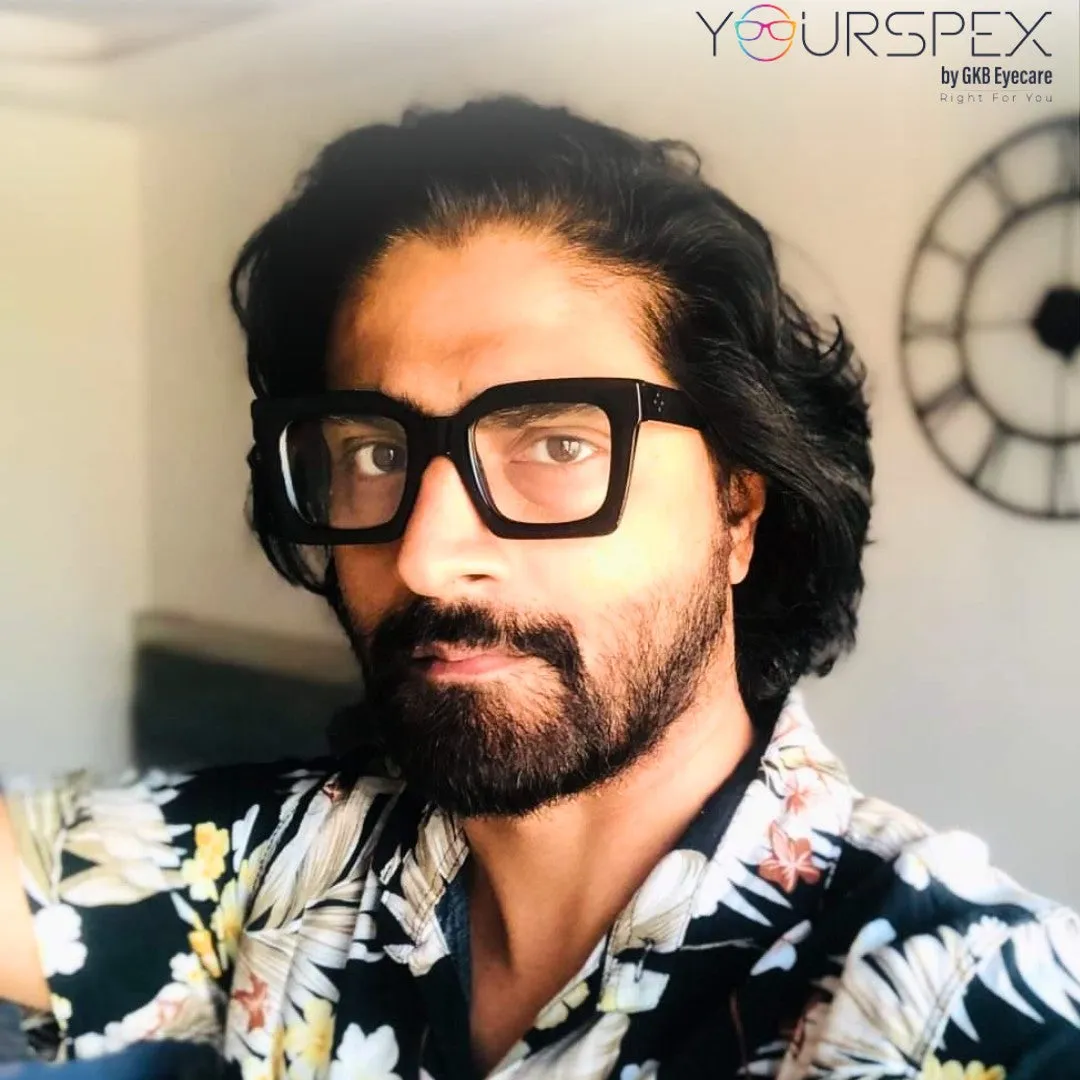 Thick Black Square Full Rim Acetate Frame for Men & Women