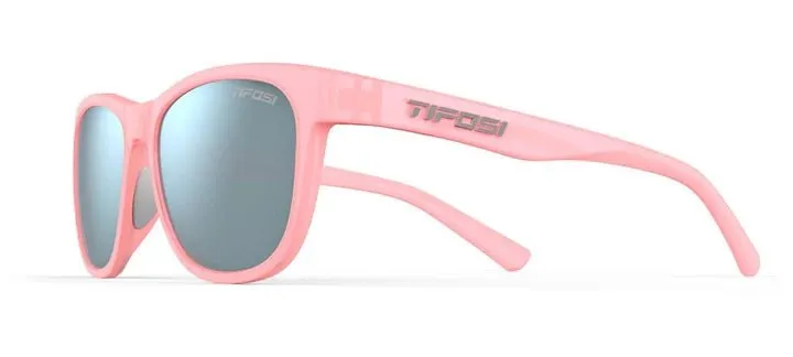 Tifosi Sunglasses Swank - Satin Crystal Blush/Smoke Tint Blue Mirror