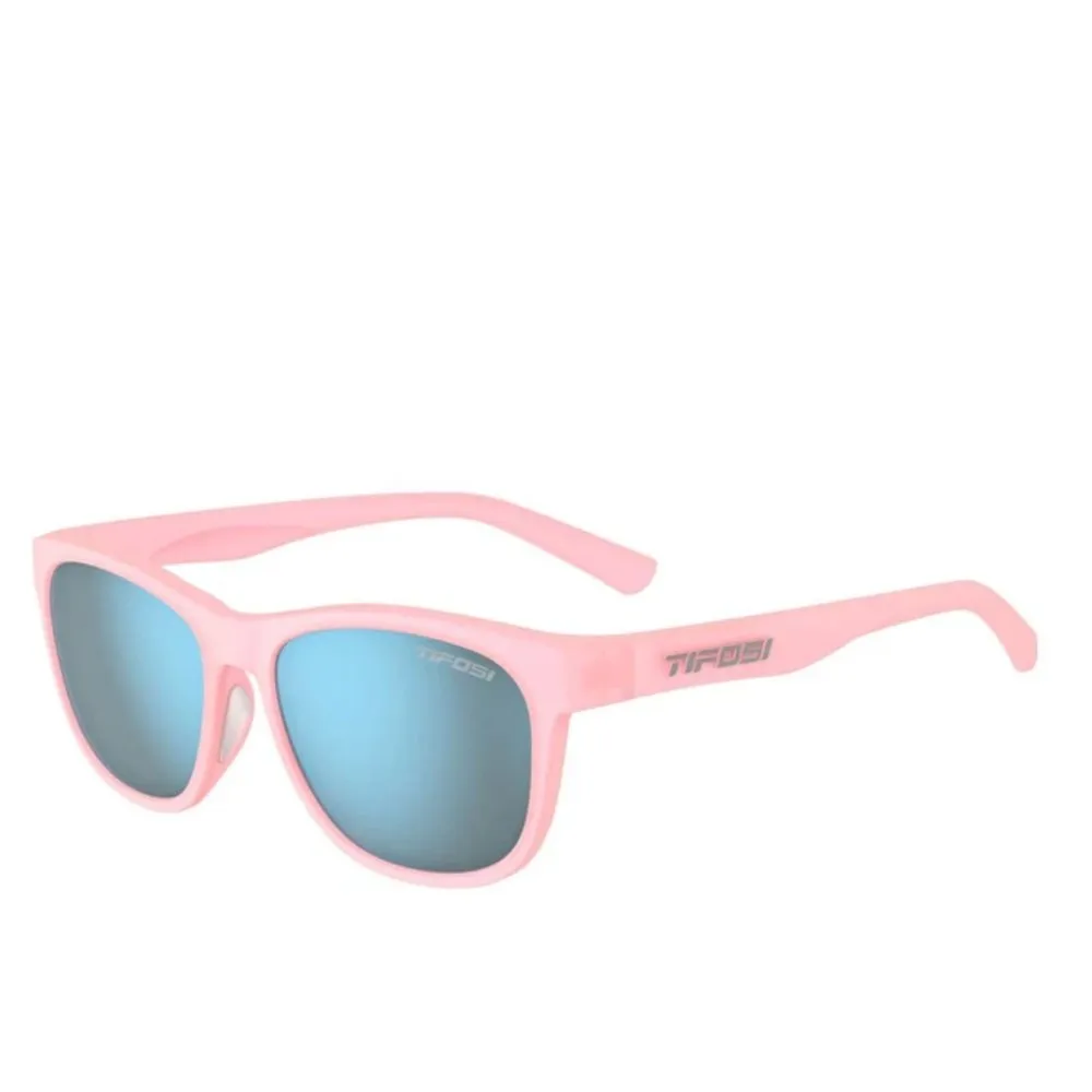 Tifosi Sunglasses Swank - Satin Crystal Blush/Smoke Tint Blue Mirror