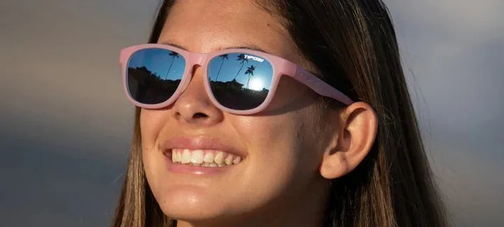 Tifosi Sunglasses Swank - Satin Crystal Blush/Smoke Tint Blue Mirror