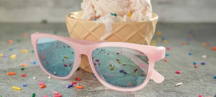 Tifosi Sunglasses Swank - Satin Crystal Blush/Smoke Tint Blue Mirror