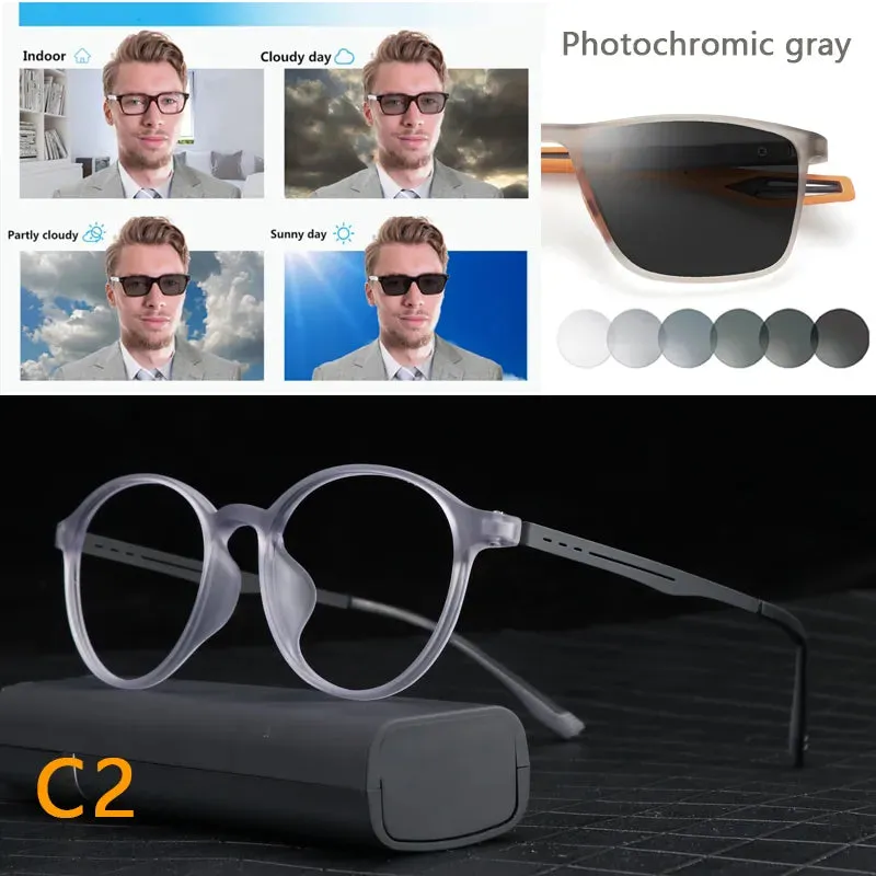 Titanium Anti Blue Light / Photochromic Retro Reading Glasses