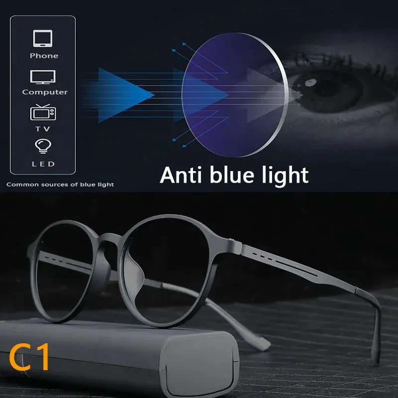 Titanium Anti Blue Light / Photochromic Retro Reading Glasses