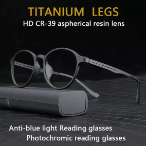 Titanium Anti Blue Light / Photochromic Retro Reading Glasses