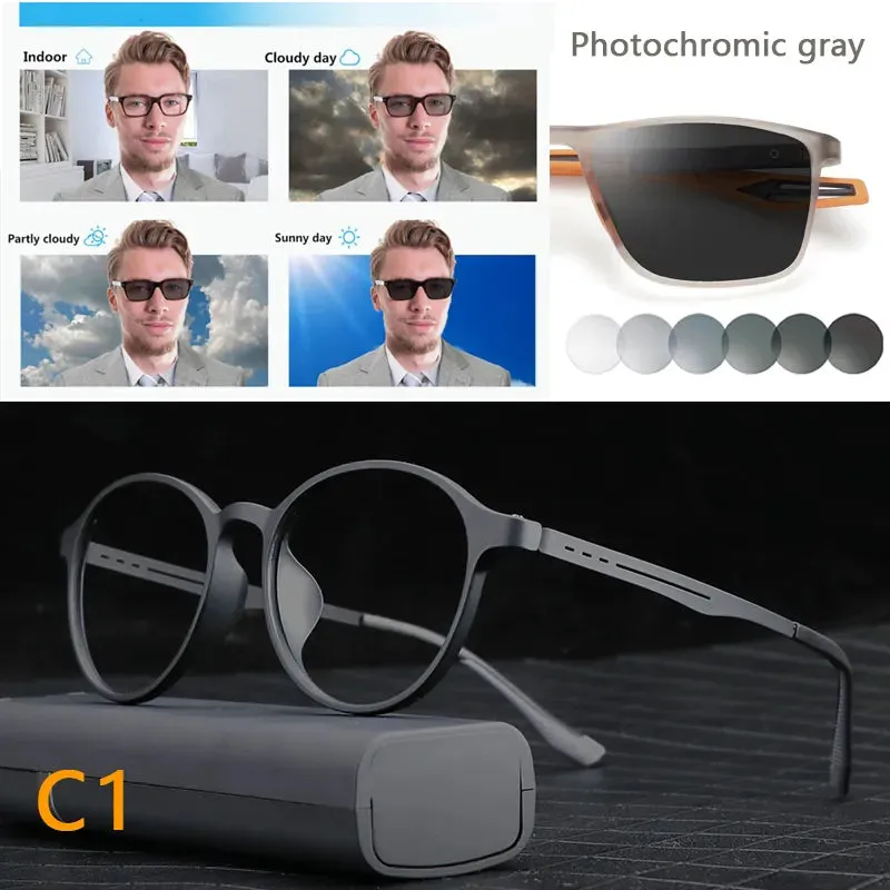 Titanium Anti Blue Light / Photochromic Retro Reading Glasses