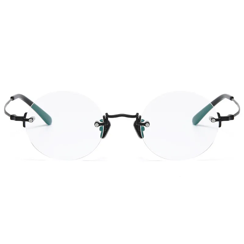 Titanium Semi-Rimless Round Glasses Frames KMN272