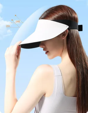 Traceless Sunblock Hat Collapsible Uv Proof Sports Sun Hat Womens Wide Brim Visors Summer Uv Protection Beach Cap (Gray)