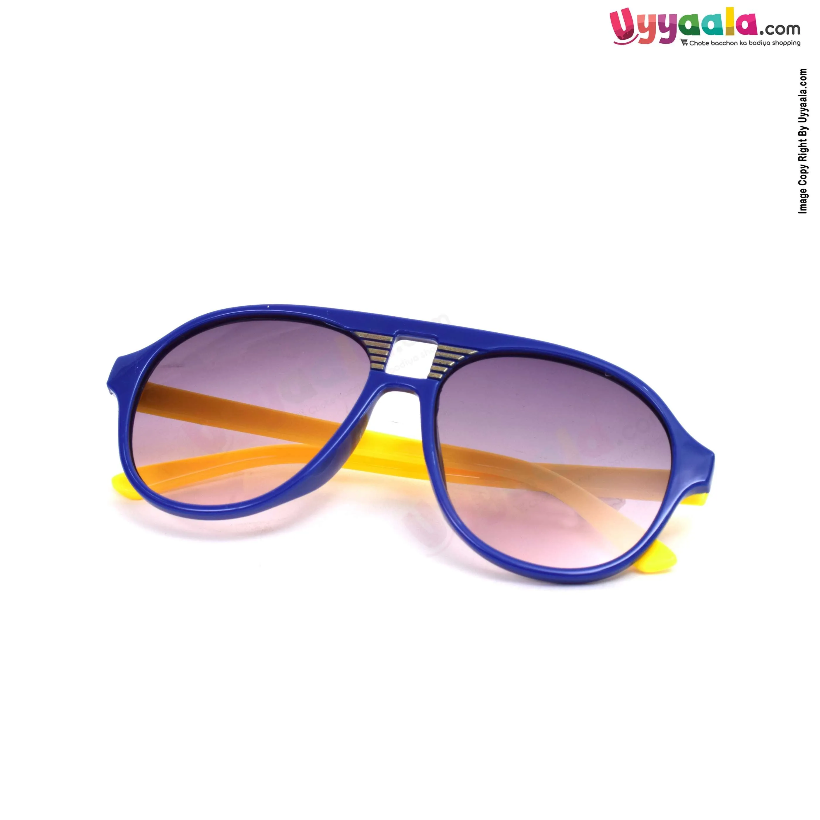 Trendy aviator cat-eye tinted goggles for kids - navy blue & yellow, 2 - 12 years
