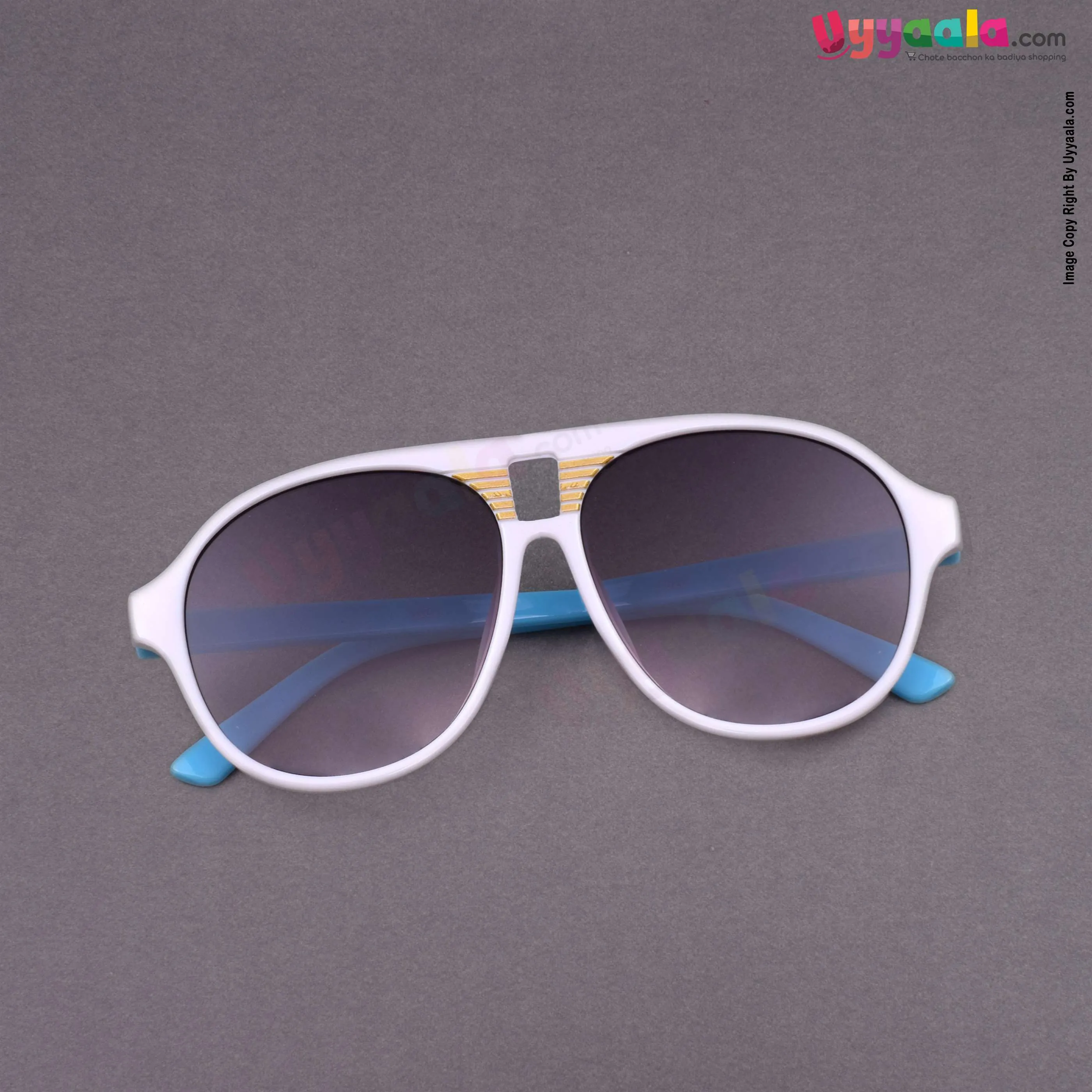 Trendy aviator cat-eye tinted goggles for kids - sky Blue & white, 2 - 12 years