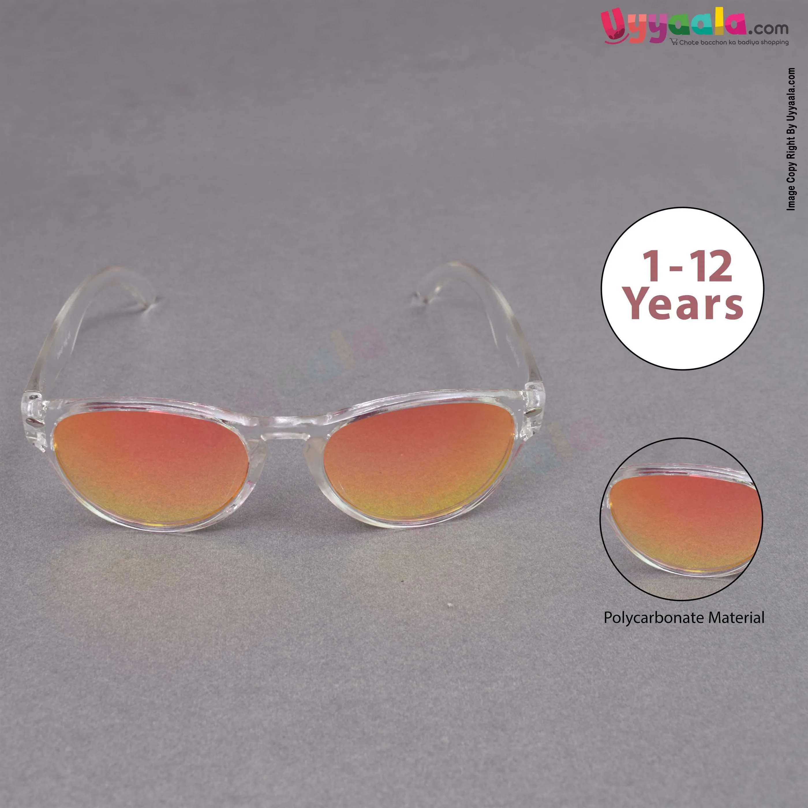 Trendy cat-eye orange shade sunglasses for kids - 1 - 12 years