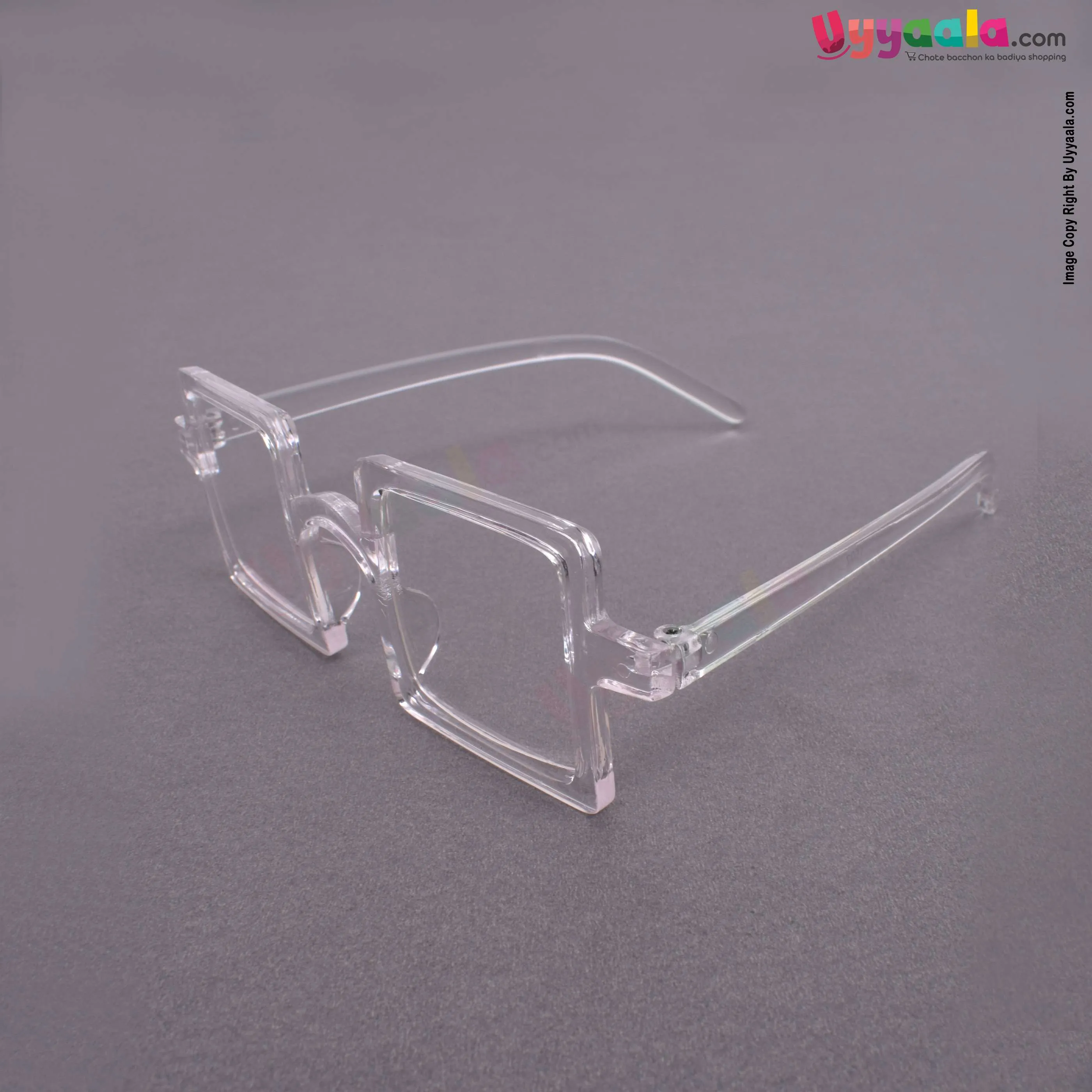 Trendy square shaped transparent sunglasses for kids - 2 - 12 years