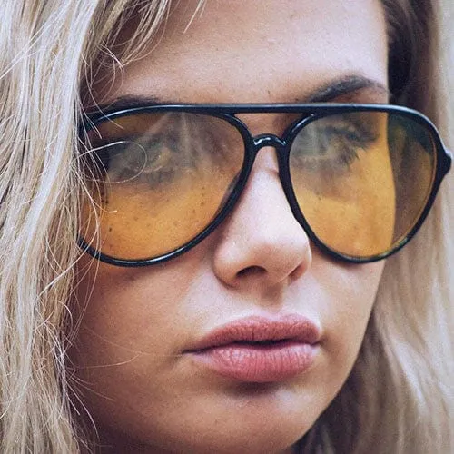 TRIG Black Aviator Sunglasses | Blueblockers | Night Driving