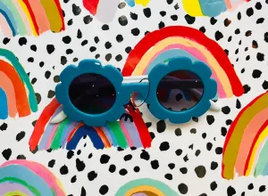 Turquoise Flower Retro Kids Sunglasses