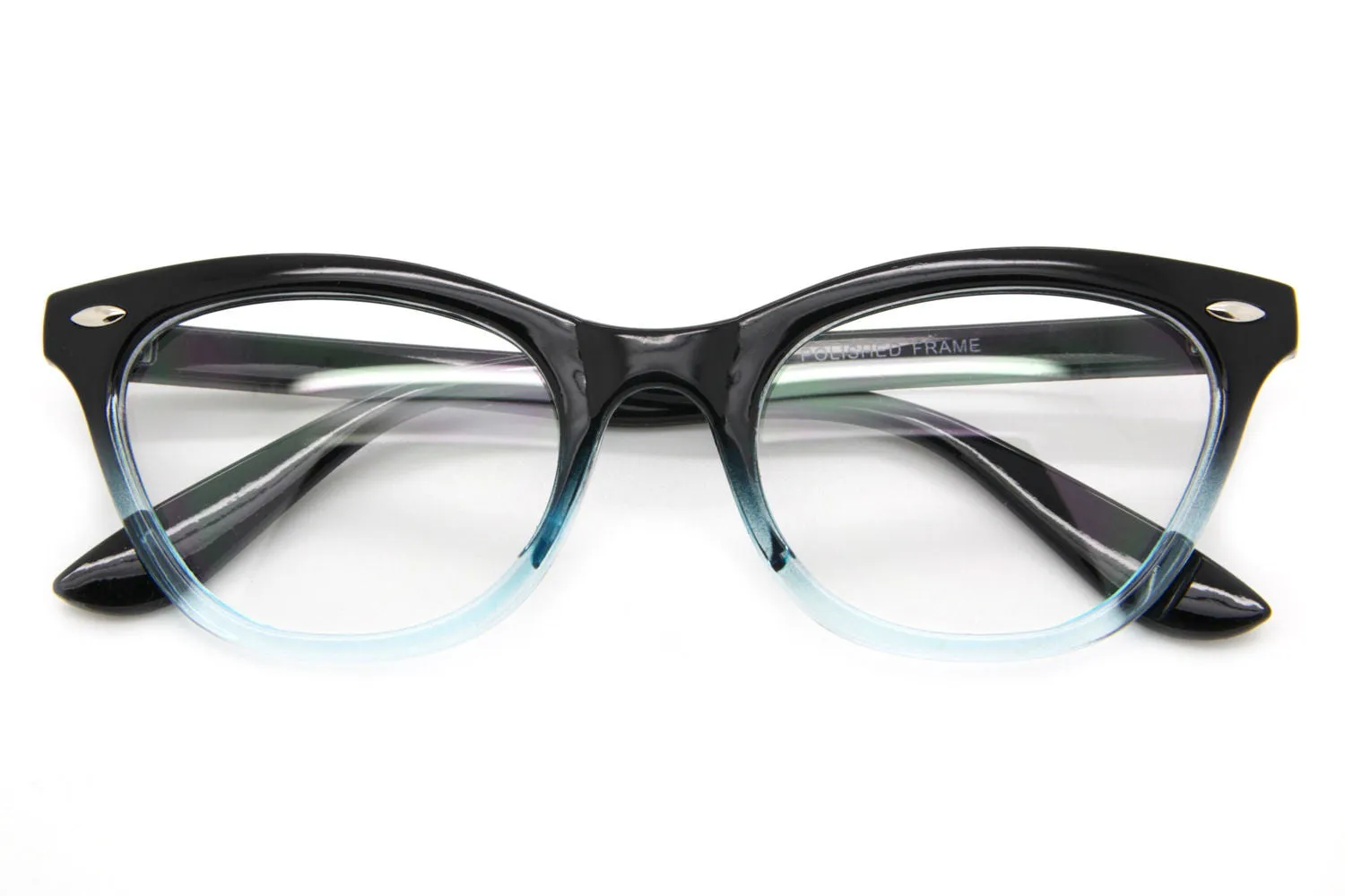 Turquoise Ombre Cat Eye Clear Lens Tortoise Frames
