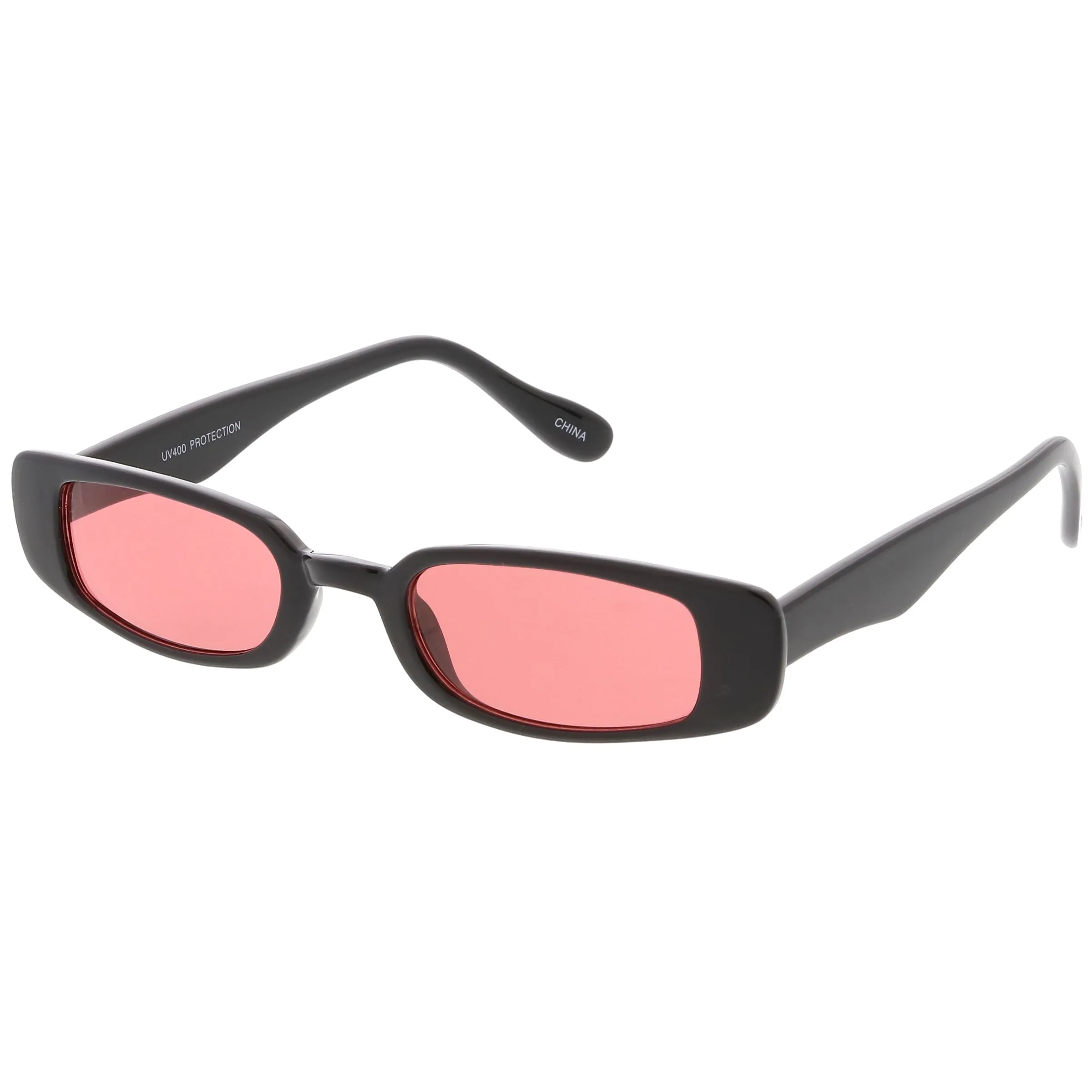 Unisex 90's Retro Thin Rectangle Color Tone Lens Sunglasses C549