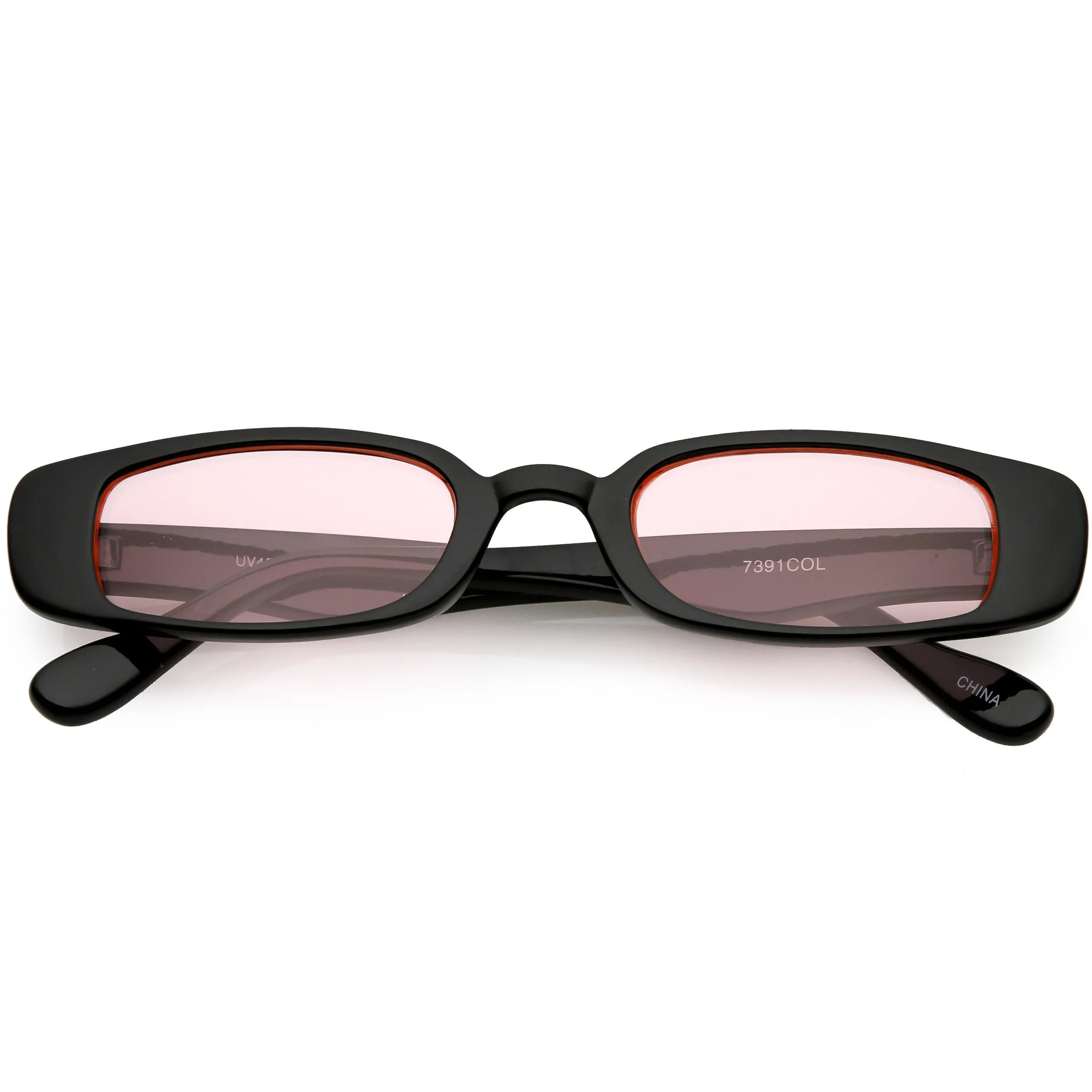 Unisex 90's Retro Thin Rectangle Color Tone Lens Sunglasses C549