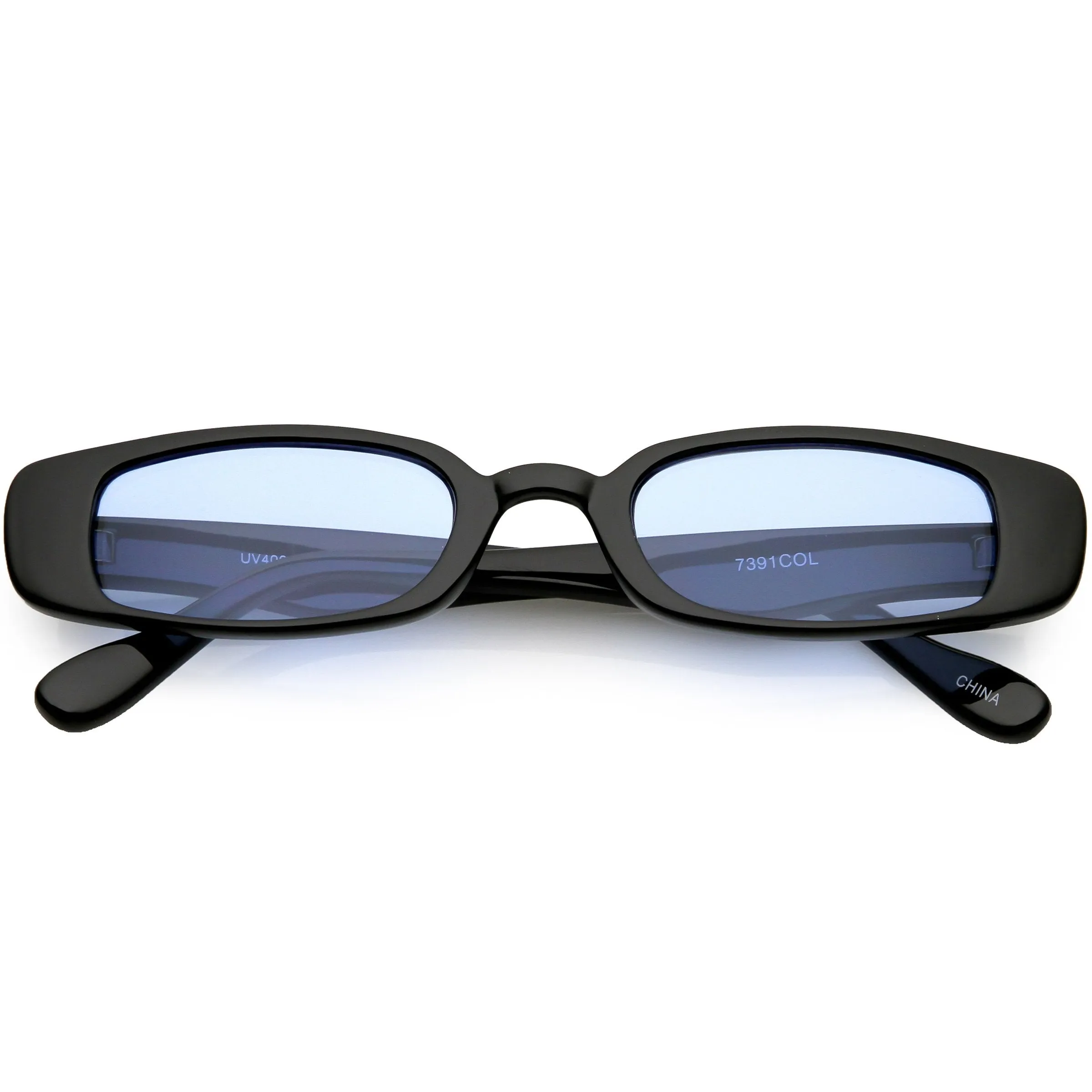 Unisex 90's Retro Thin Rectangle Color Tone Lens Sunglasses C549
