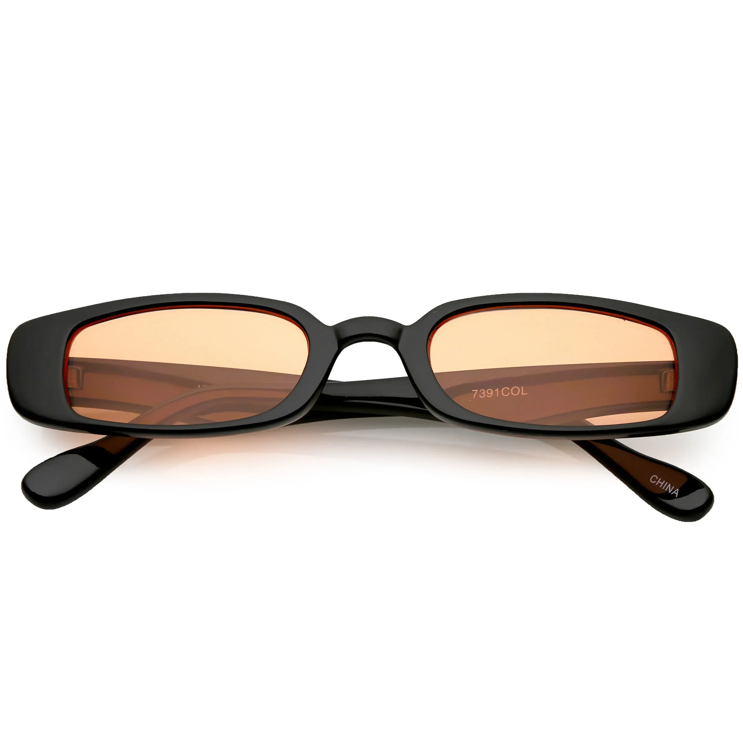 Unisex 90's Retro Thin Rectangle Color Tone Lens Sunglasses C549