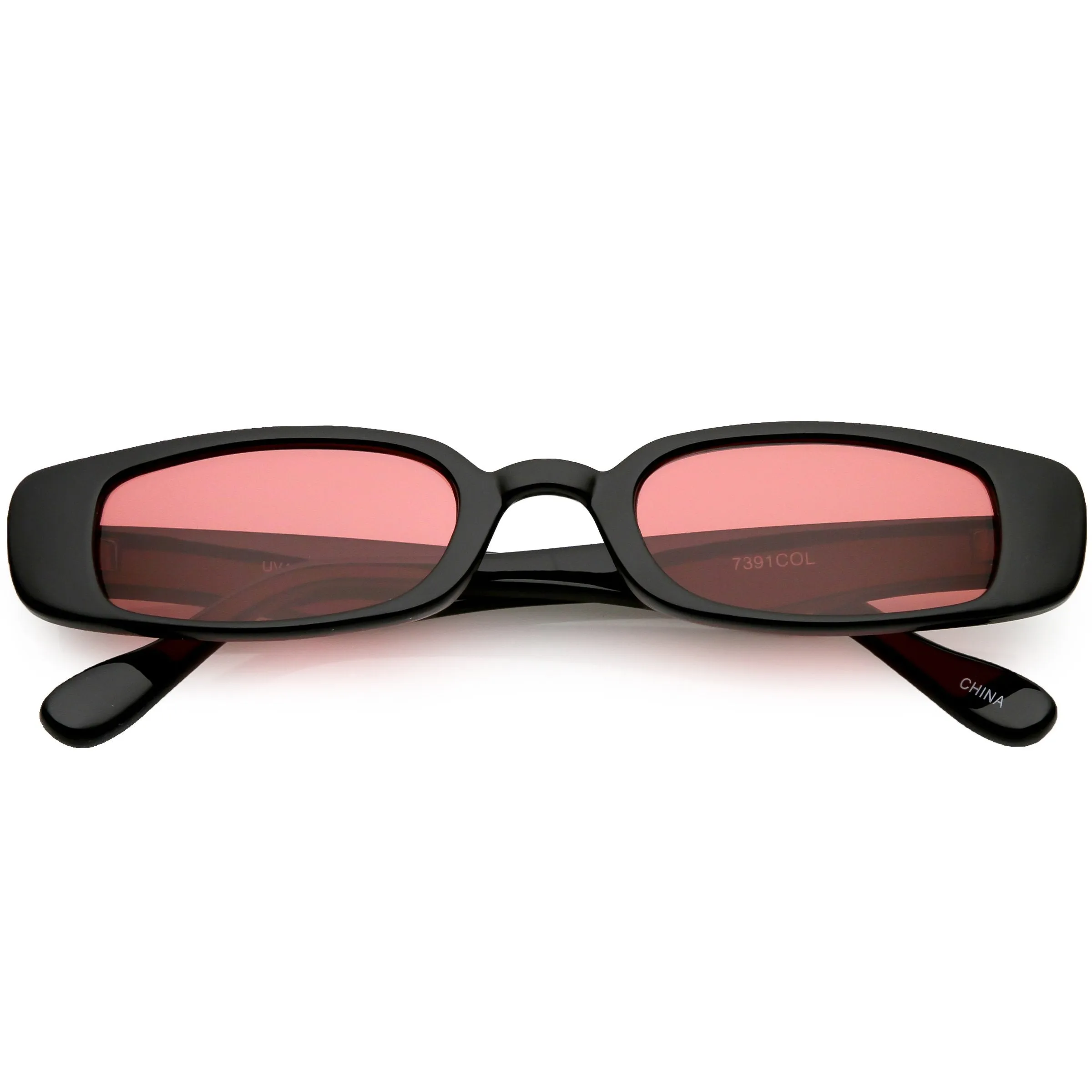 Unisex 90's Retro Thin Rectangle Color Tone Lens Sunglasses C549