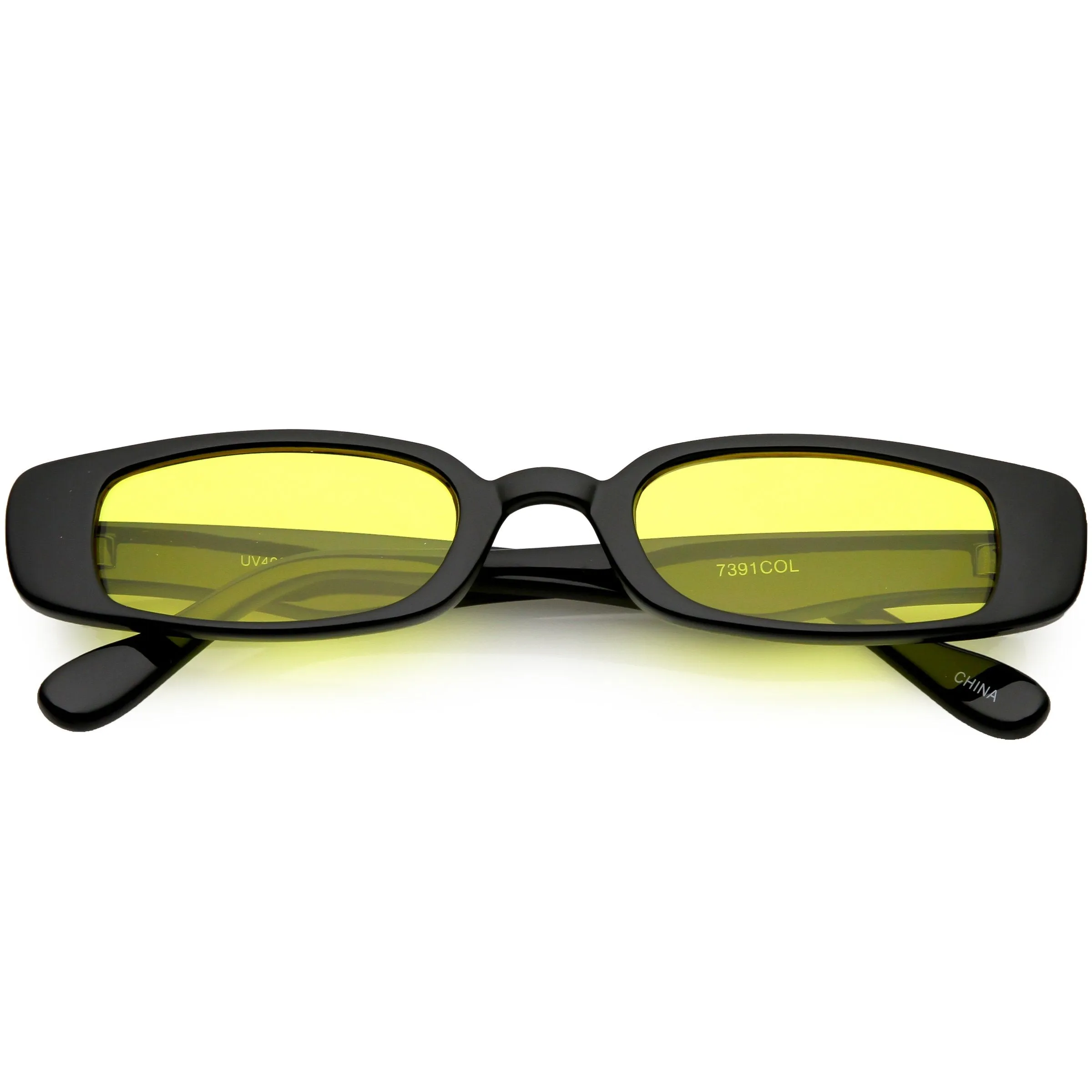 Unisex 90's Retro Thin Rectangle Color Tone Lens Sunglasses C549