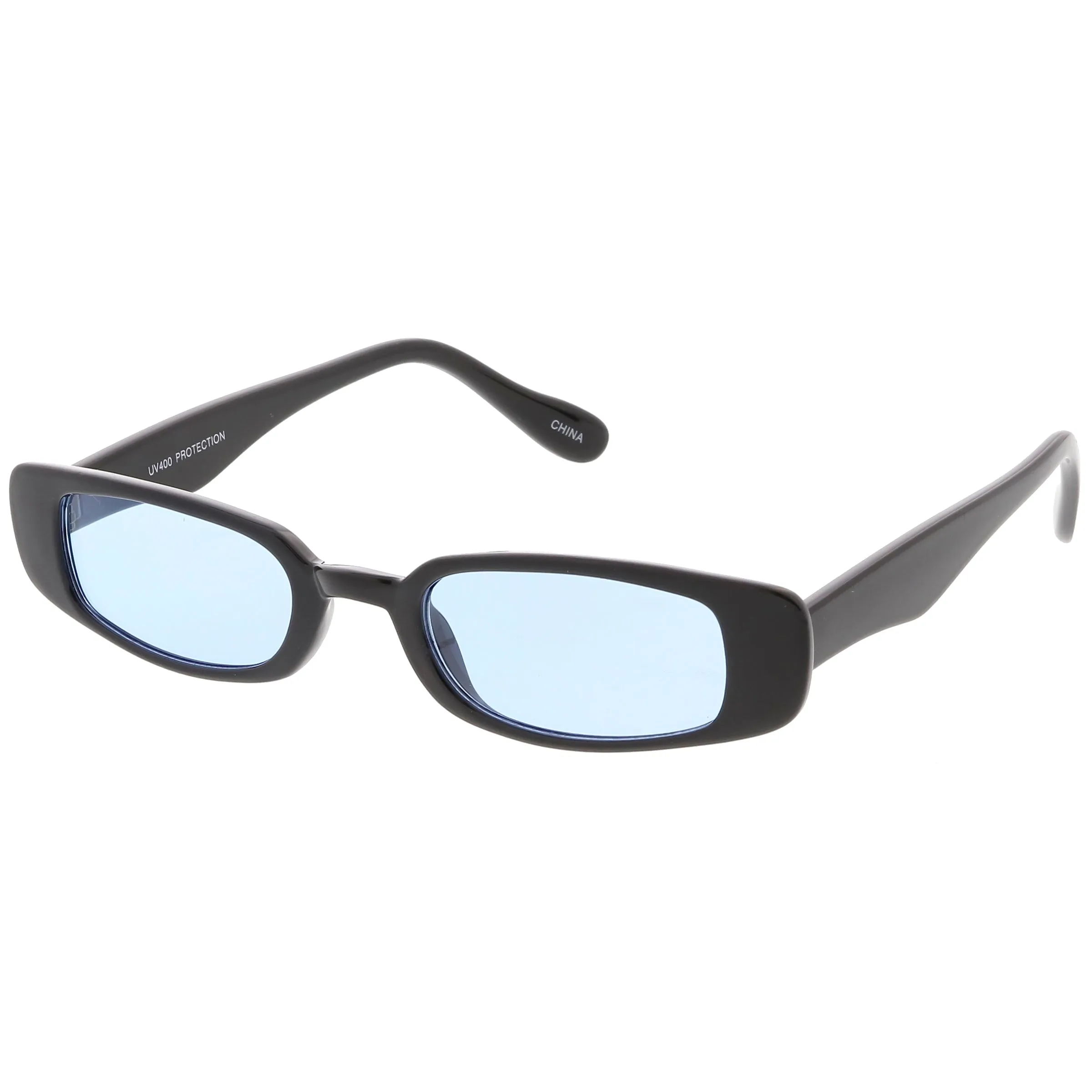 Unisex 90's Retro Thin Rectangle Color Tone Lens Sunglasses C549