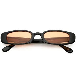 Unisex 90's Retro Thin Rectangle Color Tone Lens Sunglasses C549