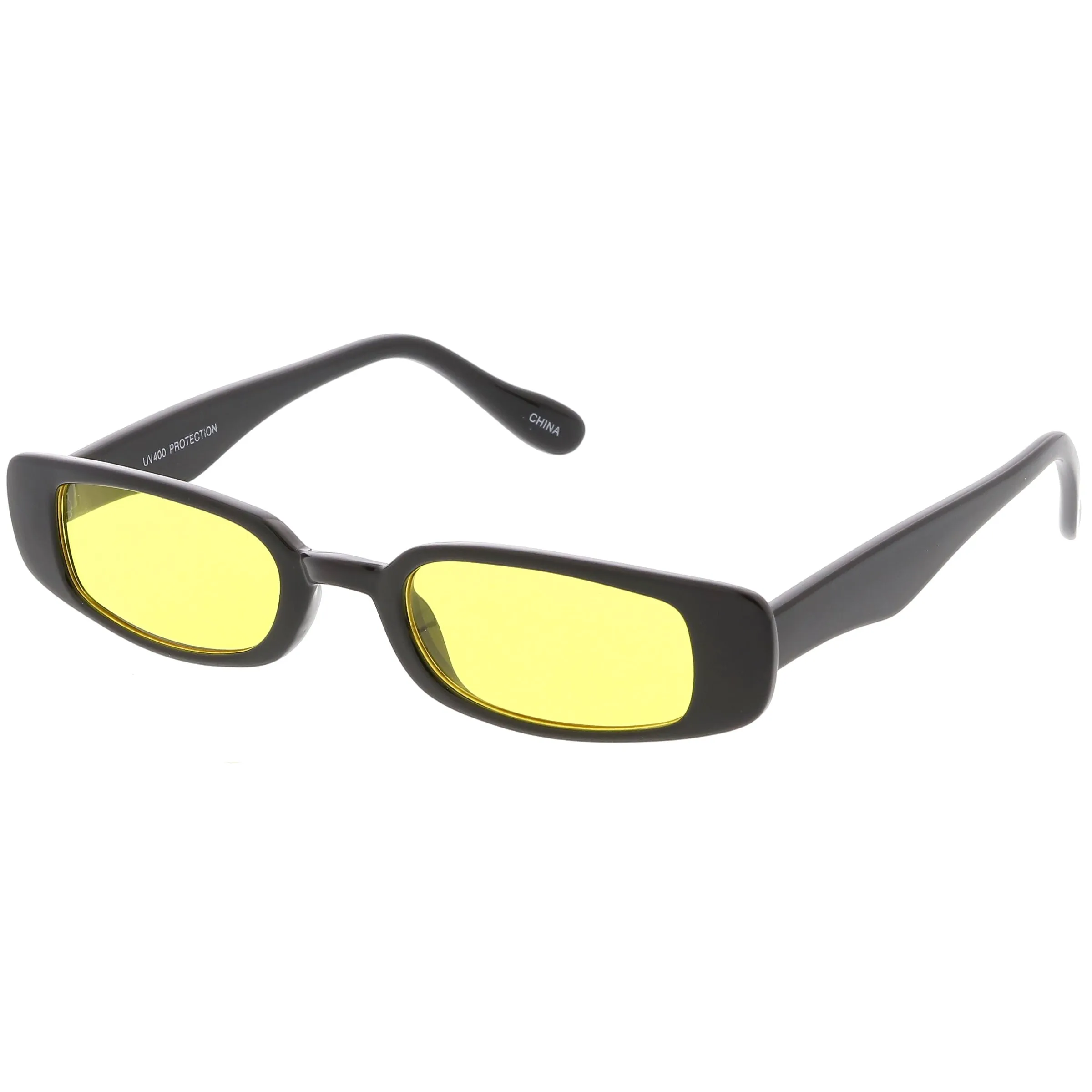 Unisex 90's Retro Thin Rectangle Color Tone Lens Sunglasses C549