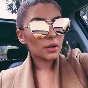 Unisex Cool Flat Top Alloy Frame Sunglasses with Rose Gold Mirror Lens Unisex Cool Flat Top Alloy Frame Sunglasses with Rose Gold Mirror Lens