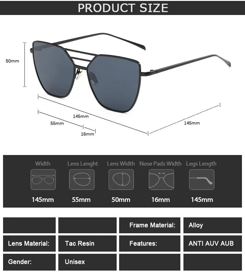 Unisex Cool Flat Top Alloy Frame Sunglasses with Rose Gold Mirror Lens