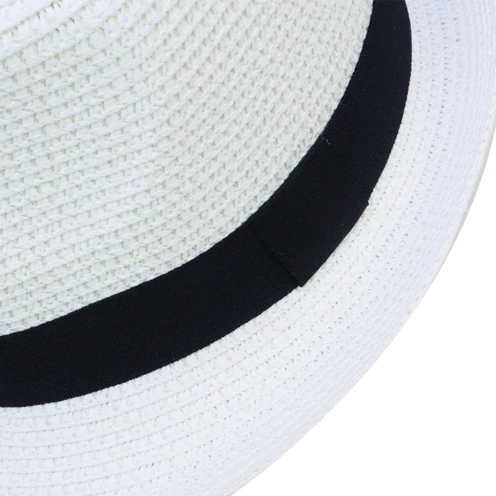 Unisex Kids Boys Girls Straw Hat Fedora Cap Jazz Hat Short Brim Sun Hat