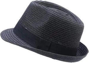 Unisex Kids Boys Girls Straw Hat Fedora Cap Jazz Hat Short Brim Sun Hat