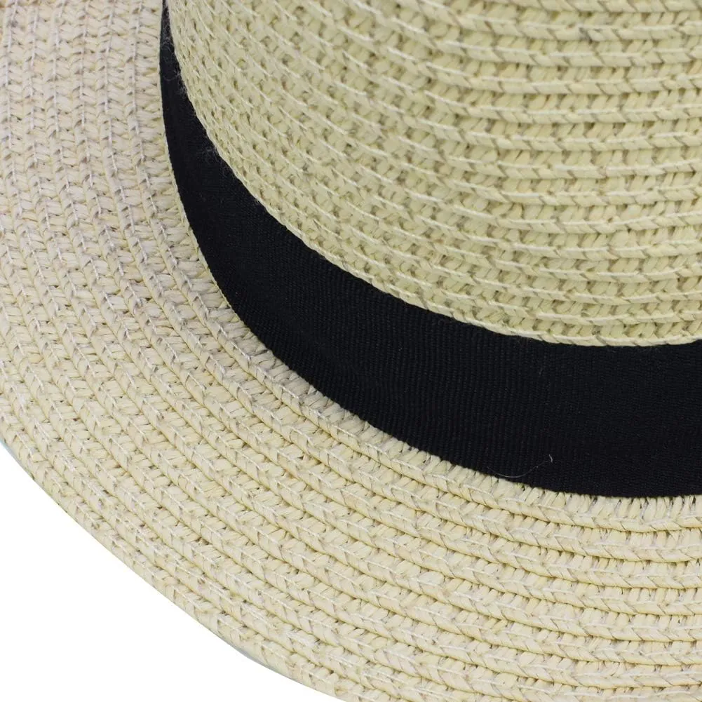Unisex Kids Boys Girls Straw Hat Fedora Cap Jazz Hat Short Brim Sun Hat