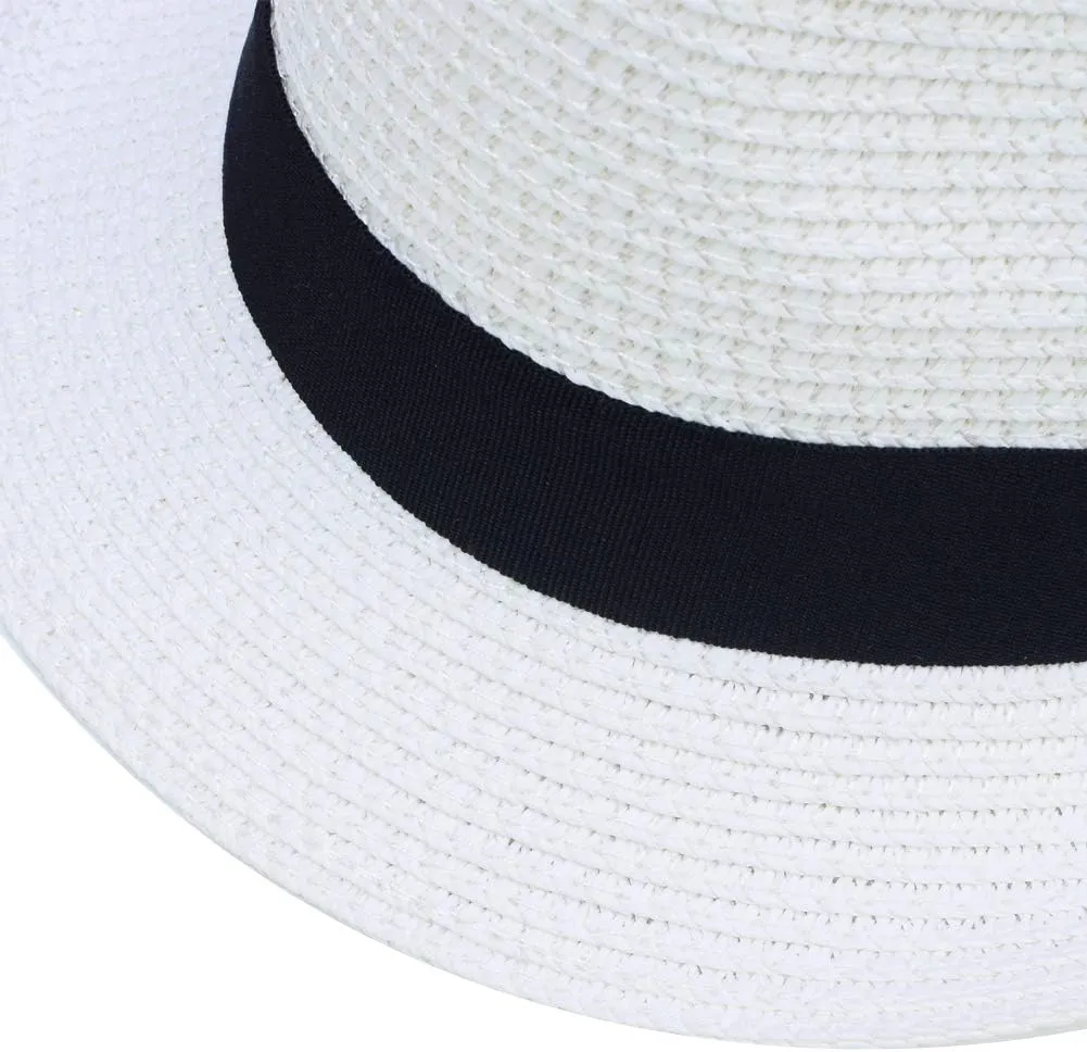 Unisex Kids Boys Girls Straw Hat Fedora Cap Jazz Hat Short Brim Sun Hat