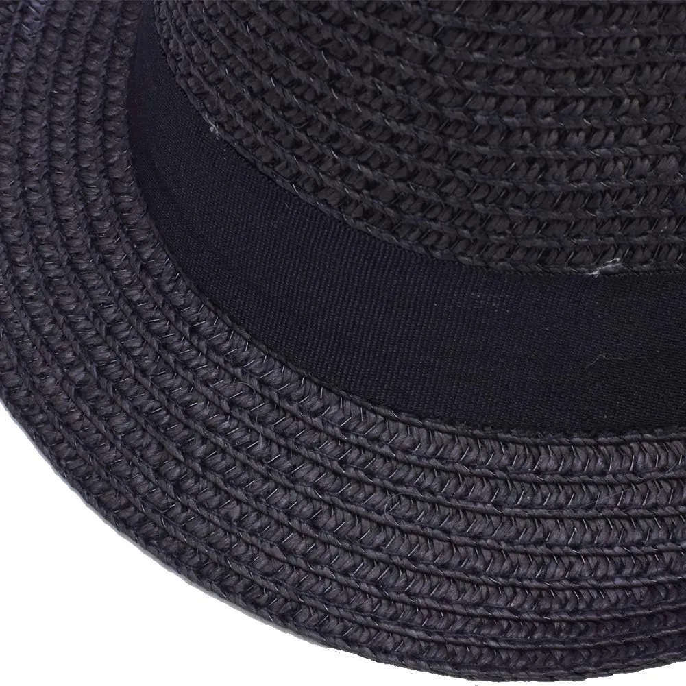 Unisex Kids Boys Girls Straw Hat Fedora Cap Jazz Hat Short Brim Sun Hat