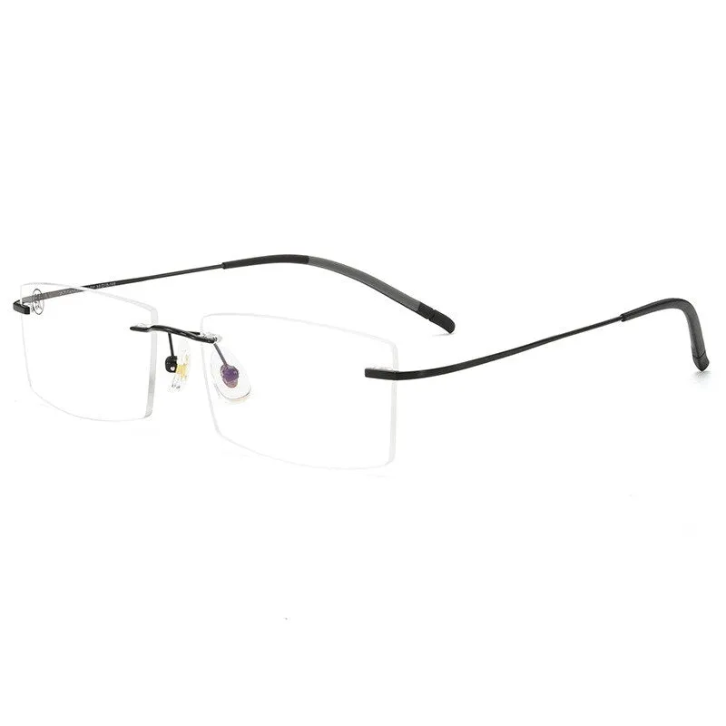 Unisex Rimless  Memory Titanium Frame Eyeglasses Customizable Lenses Zt201703