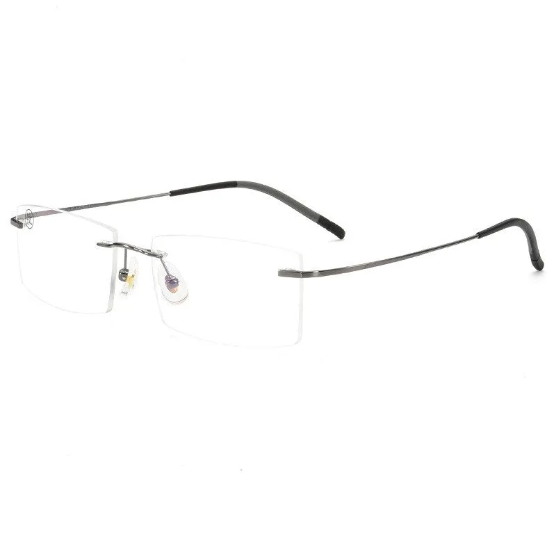 Unisex Rimless  Memory Titanium Frame Eyeglasses Customizable Lenses Zt201703