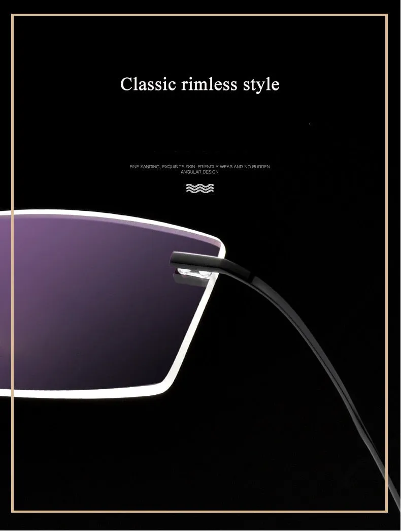 Unisex Rimless  Memory Titanium Frame Eyeglasses Customizable Lenses Zt201703
