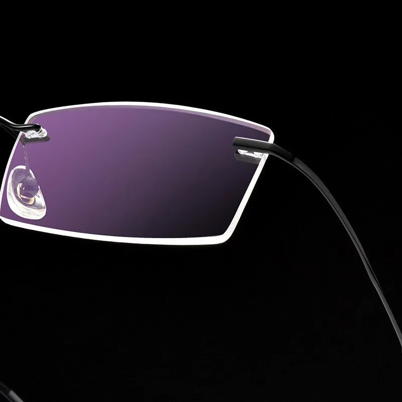 Unisex Rimless  Memory Titanium Frame Eyeglasses Customizable Lenses Zt201703