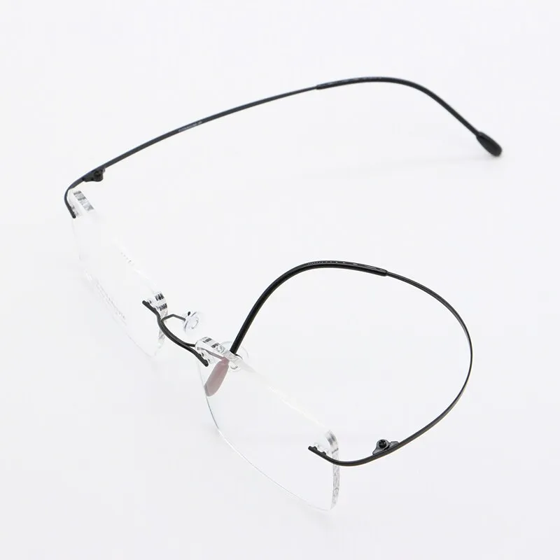 Unisex Rimless Titanium Frame Eyeglasses Customizable Lenses 9005