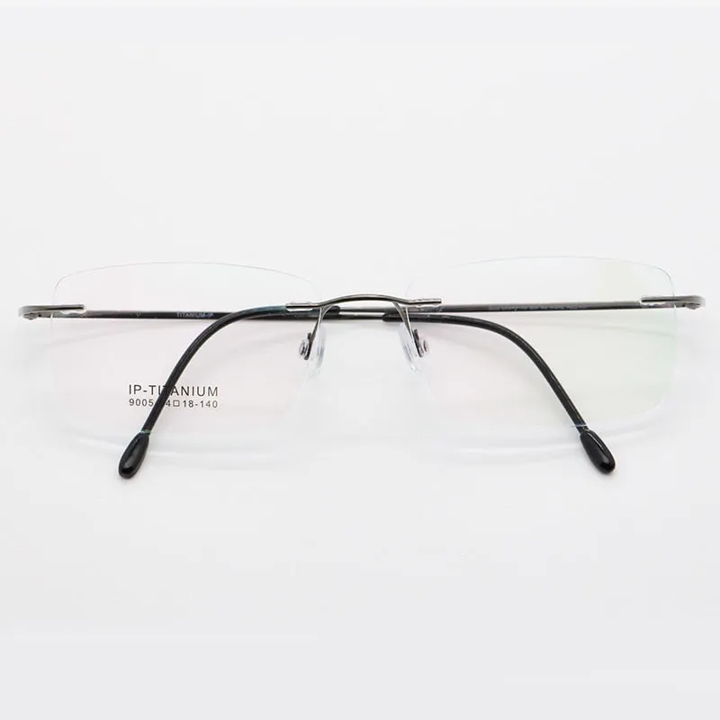 Unisex Rimless Titanium Frame Eyeglasses Customizable Lenses 9005