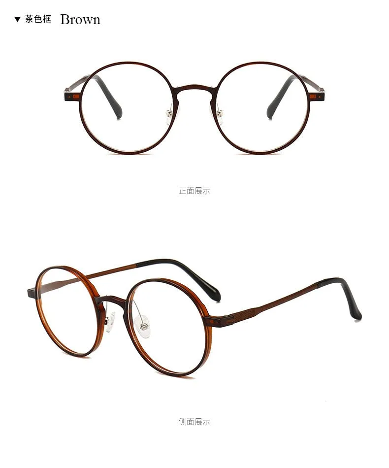 Unisex Round Ultem Steel Full Rim Eyeglasses 1192