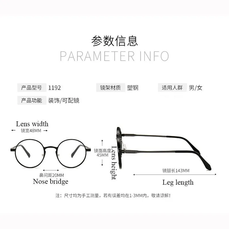 Unisex Round Ultem Steel Full Rim Eyeglasses 1192