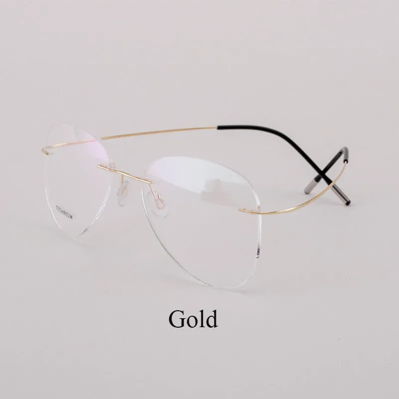 Unisex Titanium Rimless Frame Eyeglasses P9961