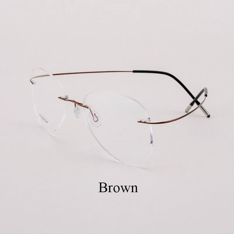 Unisex Titanium Rimless Frame Eyeglasses P9961