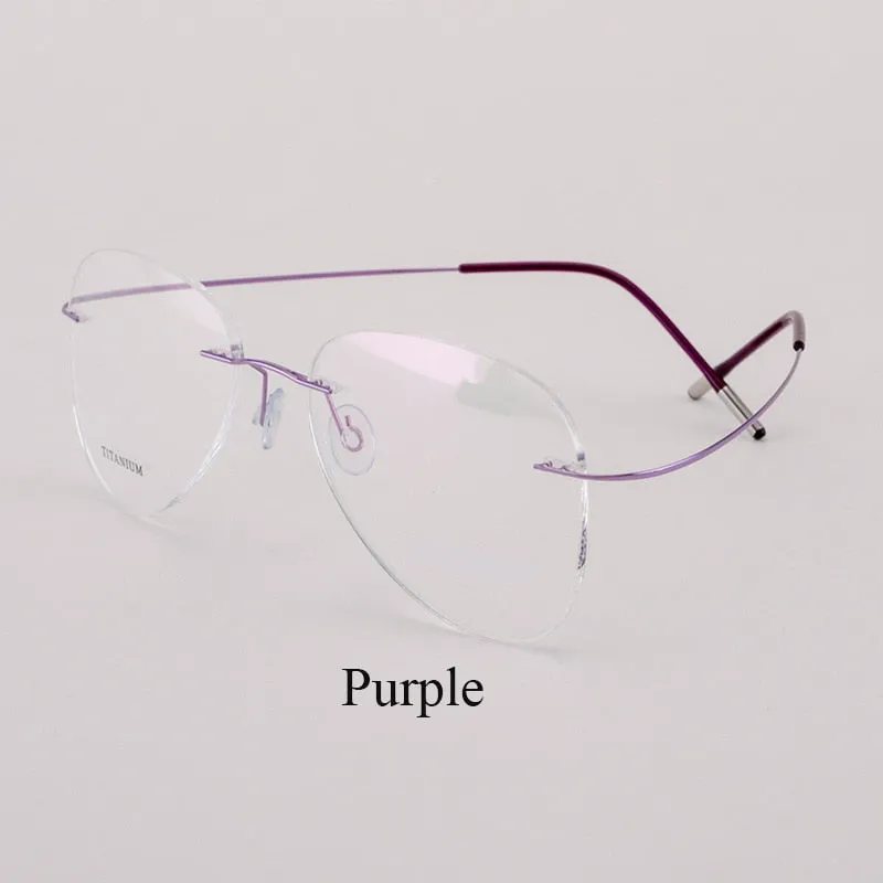 Unisex Titanium Rimless Frame Eyeglasses P9961