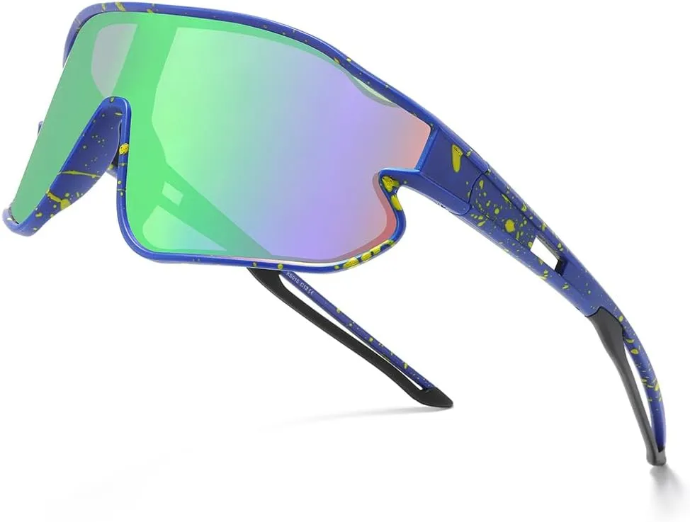 Unisex Youth Cycling Sunglasses For Tennis Softball, One-piece UV400 Wraparound Baseball Shades Outdoors & Indoors.