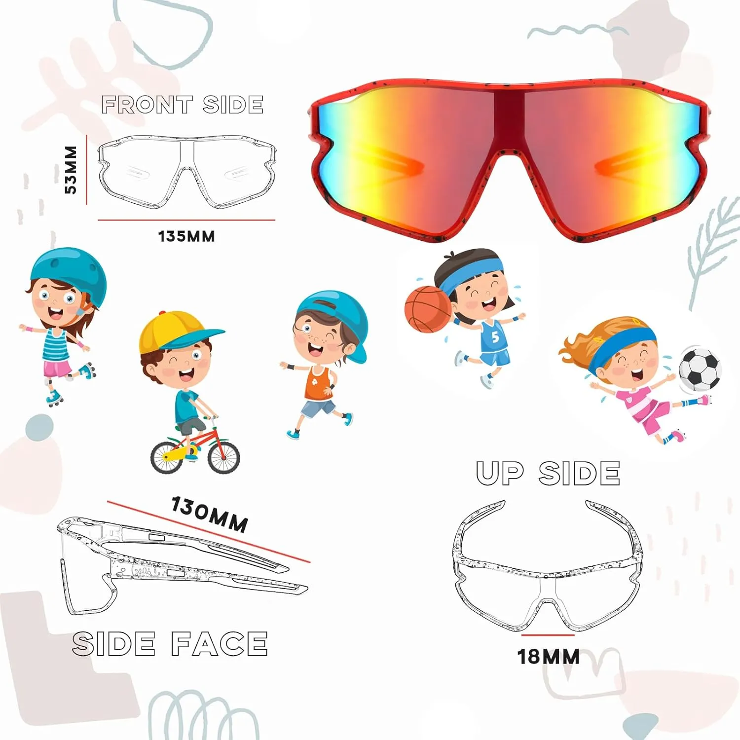Unisex Youth Cycling Sunglasses For Tennis Softball, One-piece UV400 Wraparound Baseball Shades Outdoors & Indoors.